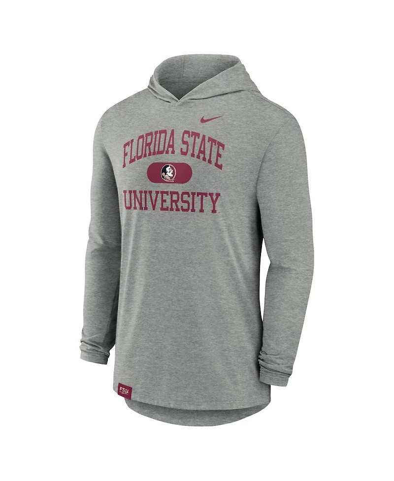 Nike Men's Heather Gray Florida State Seminoles Blitz Hoodie Long Sleeve T-Shirt