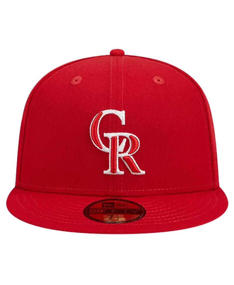 New Era Men's Red Colorado Rockies Logo 59FIFTY Fitted Hat