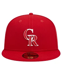 New Era Men's Red Colorado Rockies Logo 59FIFTY Fitted Hat