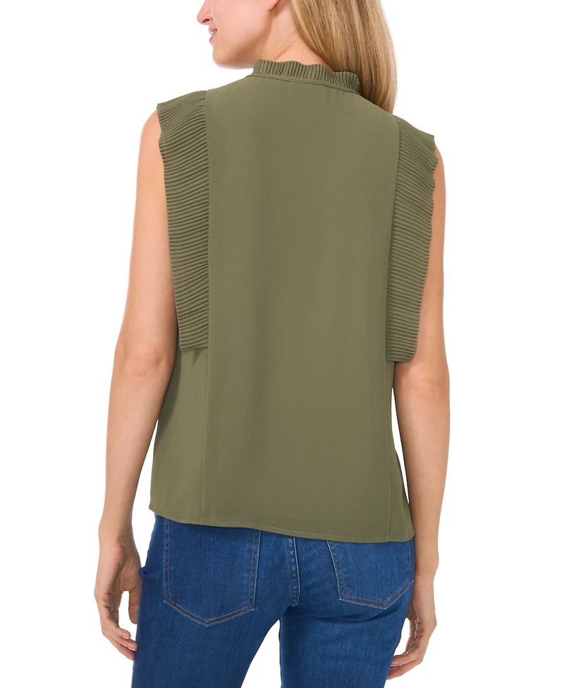 CeCe Women's Pleat-Detail Pintuck Cap-Sleeve Blouse