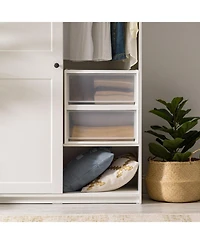 Iris Usa 2 Pack 47 Qt. Extra-Large Stackable Storage Drawer Plastic Drawer Organizer with Clear Doors, for Pantry Bedroom Closet Kitchen Under-Sink Ho