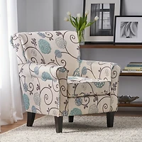 Streamdale Charming Contemporary Floral Club Chair with Tapered Birch Legs