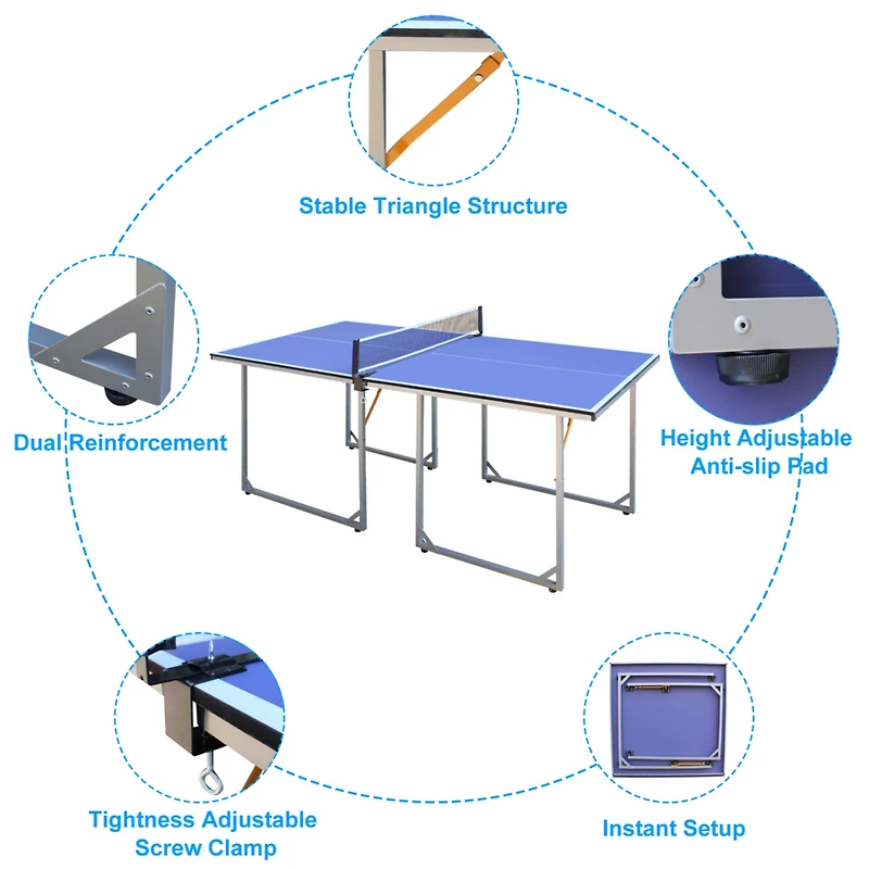 Streamdale Foldable Ping Pong Table Complete Set, Mid-Size 6'x3'