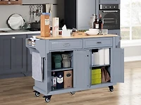 Streamdale Furniture Cambridge Natural Wood Top Kitchen Island with Storage