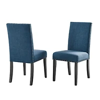 Streamdale Furniture Fabric Dining Chairs with Nailhead Trim, Set of 2, Blue