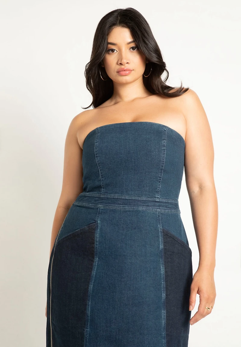 Eloquii Plus Size Strapless Denim Dress