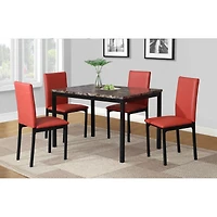Streamdale Furniture Faux Leather Seat Metal Frame Dining Chairs, Set of 4, Red