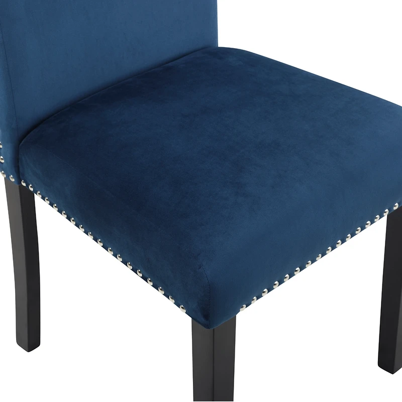 Streamdale Furniture Contemporary Velvet Dining Chair with Nailhead Trim, Set of 2, Blue