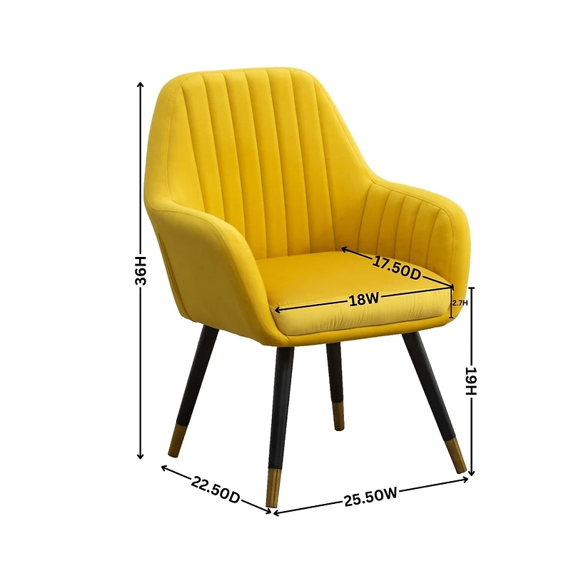 Simplie Fun Contemporary Velvet Upholstered Accent Chair, Yellow