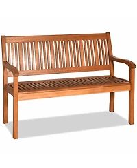 Gymax 50'' Wooden Bench Loveseat Patio Garden Outdoor w/ Armrest & Backrest