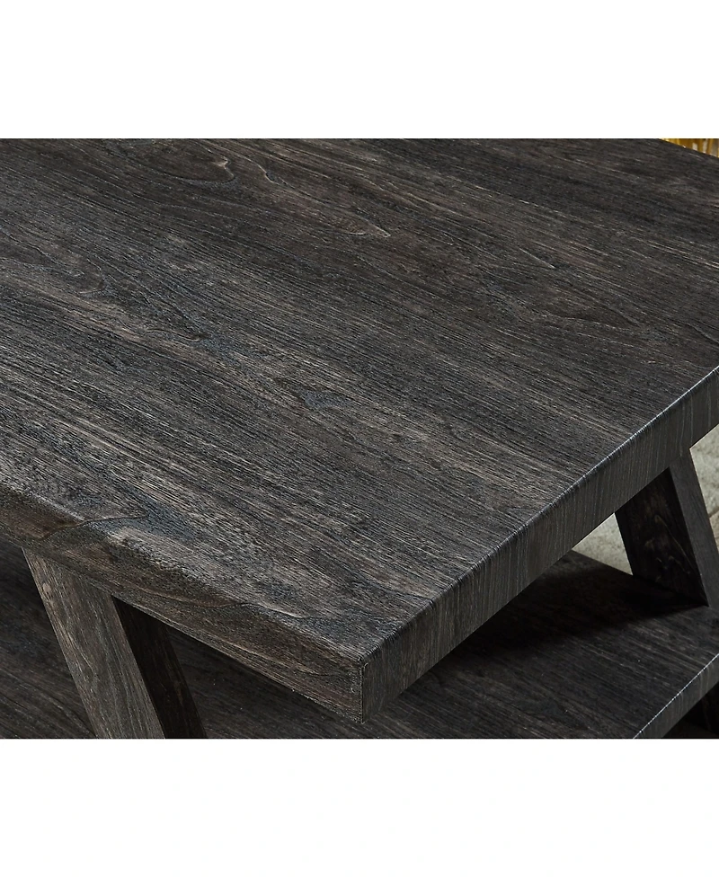 Streamdale Replicated Wood Shelf Coffee Table in Charcoal Finish