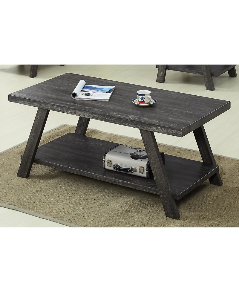 Streamdale Replicated Wood Shelf Coffee Table in Charcoal Finish