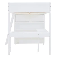 Streamdale Full Loft Bed with Desk and Shelf - White
