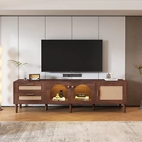 Streamdale Multifunctional Tv Stand with Rattan Drawers and Ample Storage