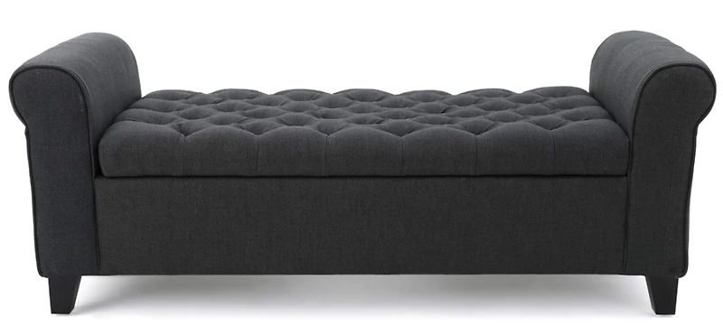 Streamdale Contemporary Button-Tufted Storage Ottoman with Rolled Arms