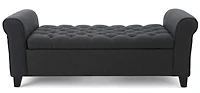 Streamdale Contemporary Button-Tufted Storage Ottoman with Rolled Arms