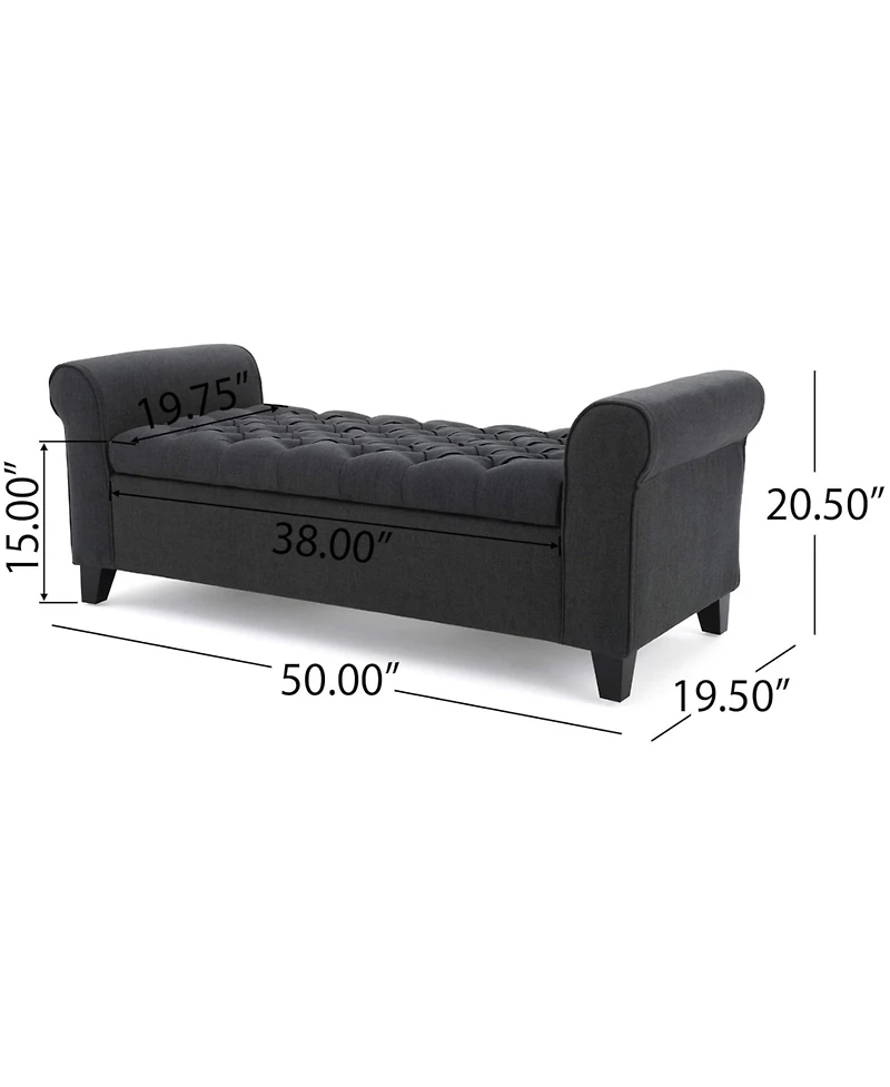 Streamdale Contemporary Button-Tufted Storage Ottoman with Rolled Arms