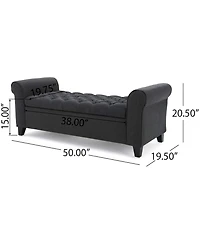 Streamdale Contemporary Button-Tufted Storage Ottoman with Rolled Arms