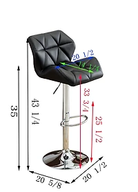 Simplie Fun Contemporary Tufted Adjustable Height Hidraulic Bar Stools, Set of 2, Black