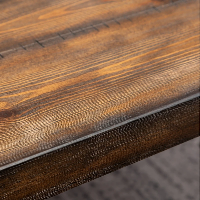 Streamdale Aryven Industrial Metal Hairpin Design Dining Table, Rustic Dark Pine
