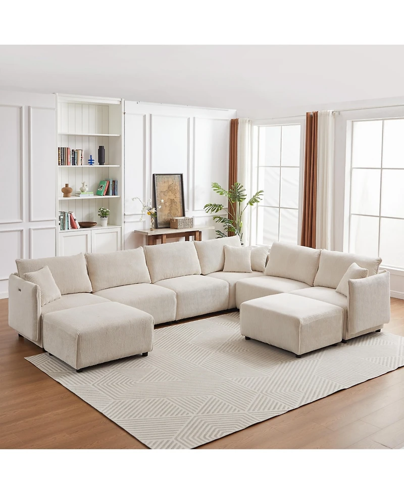 Streamdale Furniture Versatile Modern Modular Sofa with Corduroy Upholstery and Customizable Combinations