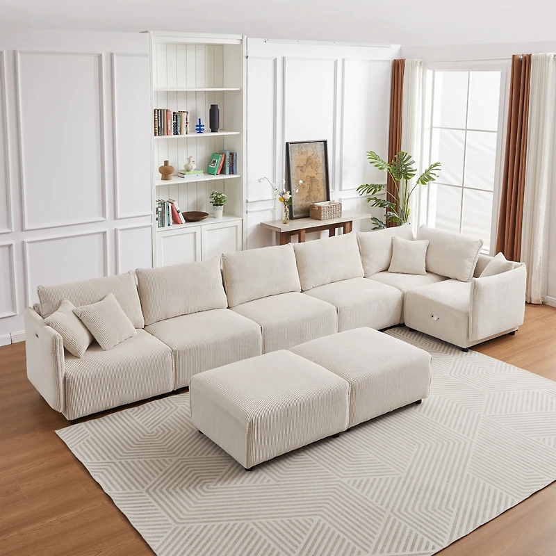 Streamdale Furniture Versatile Modern Modular Sofa with Corduroy Upholstery and Customizable Combinations