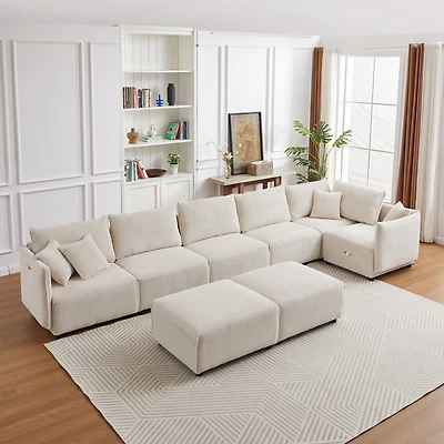Streamdale Furniture Versatile Modern Modular Sofa with Corduroy Upholstery and Customizable Combinations