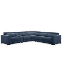 Nevio 6-Pc. Fabric Power Headrest Sectional with Console and 3 Motion Chairs