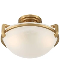 Regency Hill Mallot Modern Ceiling Light Semi Flush Mount Fixture 12 1/2" Wide Soft Gold 2-Light Marbleized Glass Bowl Shade for Bedroom Living R