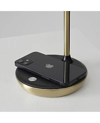 Ezra 16.5" Led Table Lamp with Wireless Charging Pad and Rotating Shade
