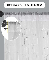 Superior Modern Cormac Printed Sheer Wrinkle Resistant 2-Piece Curtain Set with Grommet Top Header, 52" X 84"