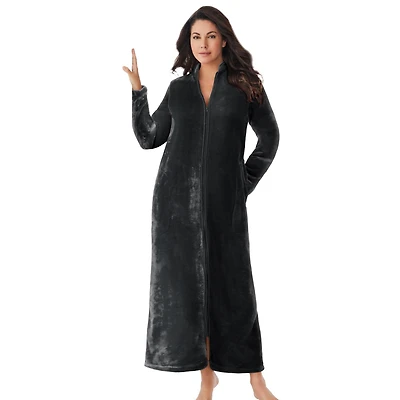 Dreams & Co. Women's Plus Plush Zip-Front Robe