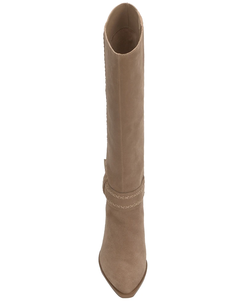 Lucky Brand Women's Risvin Bow Whipstich Tall Knee High Heel Boots