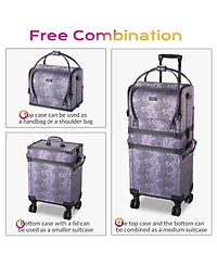 Byootique Purple Makeup Train Case Lockable Rolling Cosmetic Trolley Storage