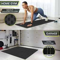 ProsourceFit Checkered Puzzle Exercise Mat 1-in, 24 Sq Ft - 6 Tiles