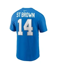 Nike Men's Amon-Ra St. Brown Blue Detroit Lions Name Number T-Shirt