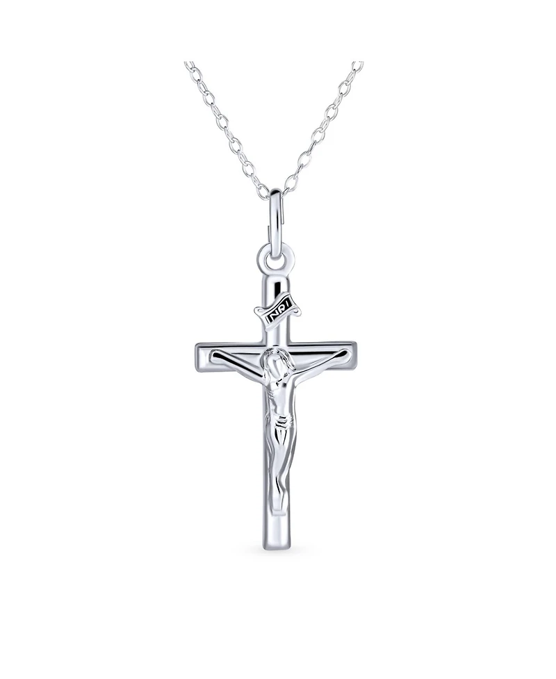 Bling Jewelry Christian Catholic Religious Jesus Inri Crucifix Cross Pendant Necklace Sterling Silver 1.25 Inch