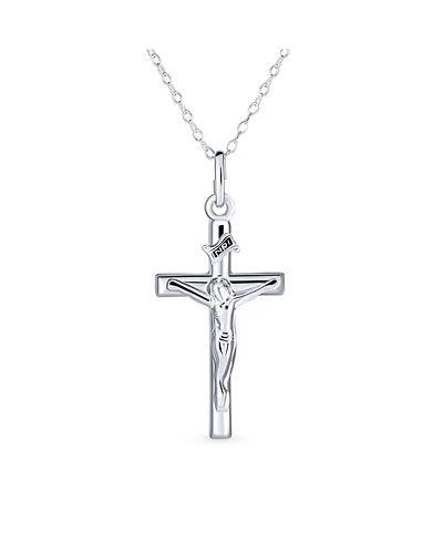 Bling Jewelry Christian Catholic Religious Jesus Inri Crucifix Cross Pendant Necklace Sterling Silver 1.25 Inch