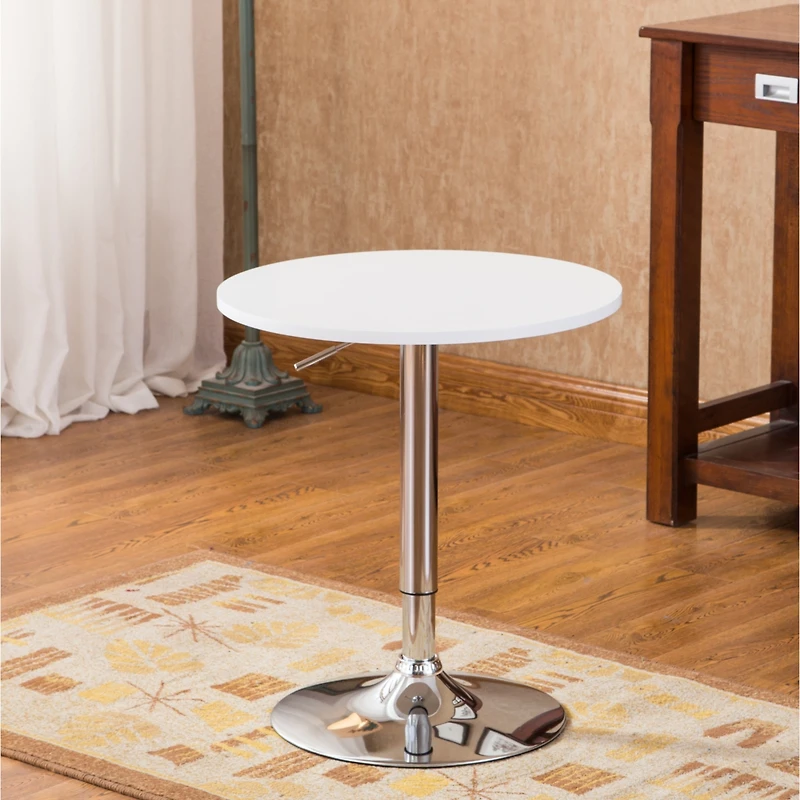 Streamdale Furniture Adjustable Wood and Metal Bar Table in White