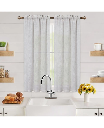 Caromio Linen Blend Kitchen Tier Window Curtain Pair, 52" x 45"