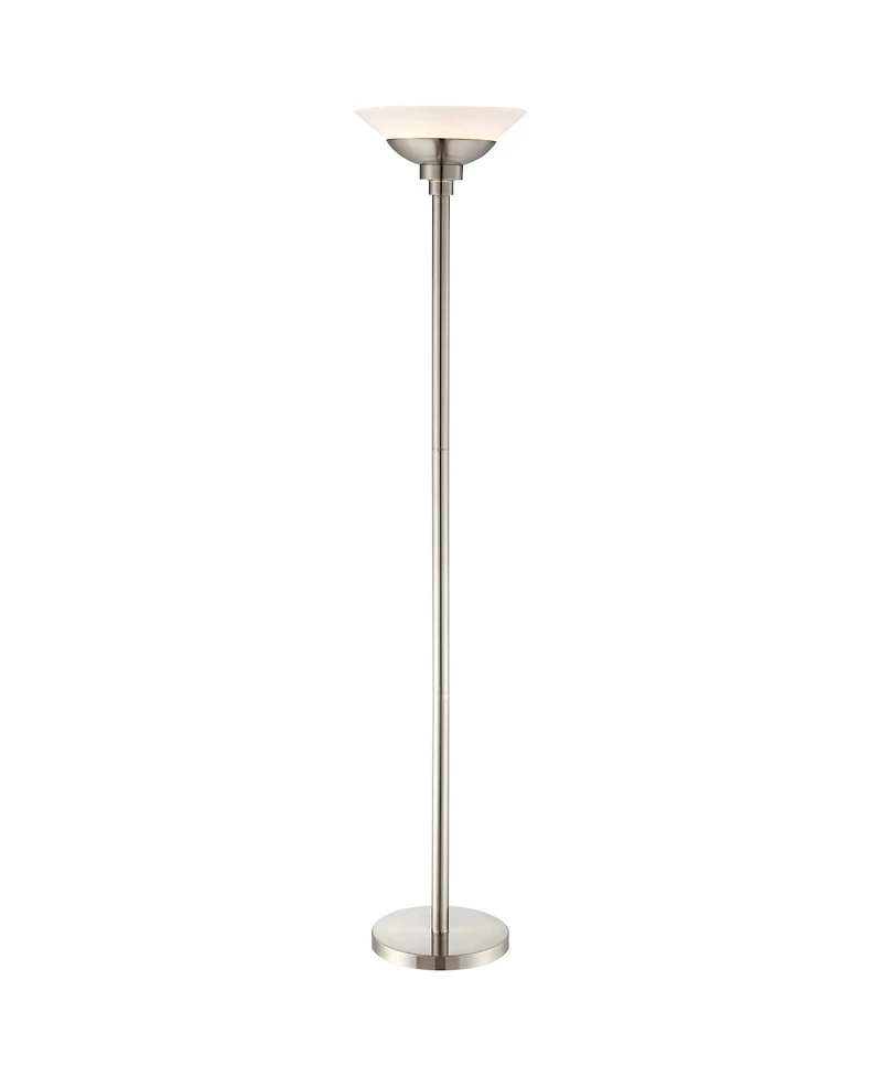 Possini Euro Design Metro Modern Torchiere Floor Lamp Dimmable 71" Tall Brushed Nickel Frosted White Acrylic Shade Pole Light for Living Room Reading