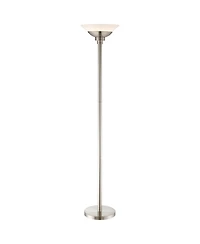 Possini Euro Design Metro Modern Torchiere Floor Lamp Dimmable 71" Tall Brushed Nickel Frosted White Acrylic Shade Pole Light for Living Room Reading