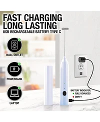 Zulay Kitchen Froth N Go Rechargeable Milk Frother with Case for Lattes