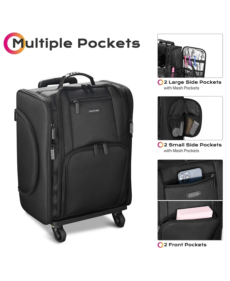 Byootique Soft Sided Rolling Makeup Train Case Cosmetic Organizer Travel Artists
