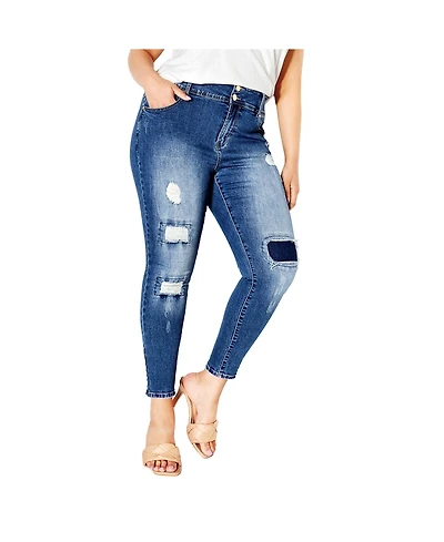 City Chic Plus Patched Apple Skinny Jean
