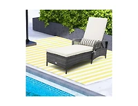 Slickblue Outdoor Chaise Lounge Chair Recliner with 6-Level Backrest Cushion and Pillow