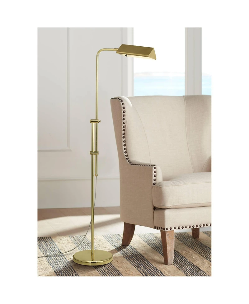 Regency Hill Traditional Adjustable Pharmacy Floor Lamp 54" Tall Brass Adjustable Metal Head for Living Room Reading Bedroom Office