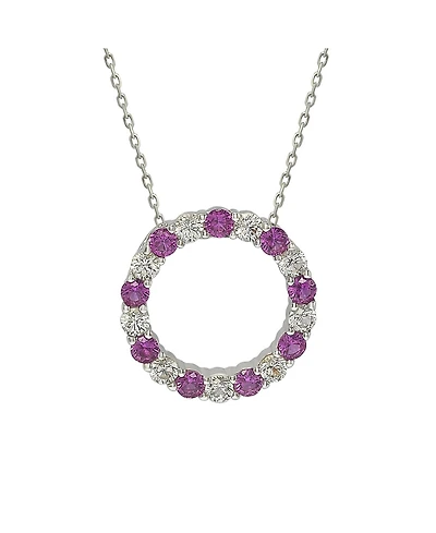 Suzy Levian New York Suzy Levian Sterling Silver Sapphire & Created White Sapphire Alternating Circle Eternity Pendant Necklace