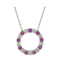 Suzy Levian New York Suzy Levian Sterling Silver Sapphire & Created White Sapphire Alternating Circle Eternity Pendant Necklace