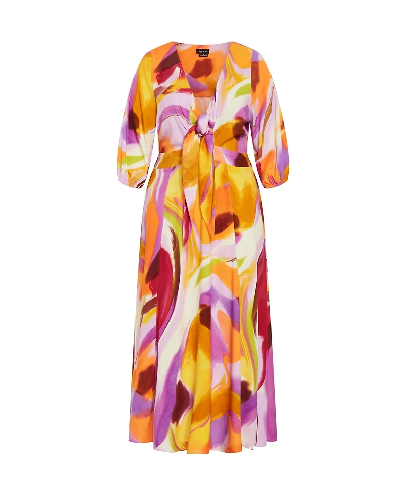 City Chic Women's Swirl Tie Print Dress